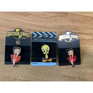 Lot of 3 Betty Boop Tweety Bird Hollywood Lights On Tag Collector Lapel Pins‎